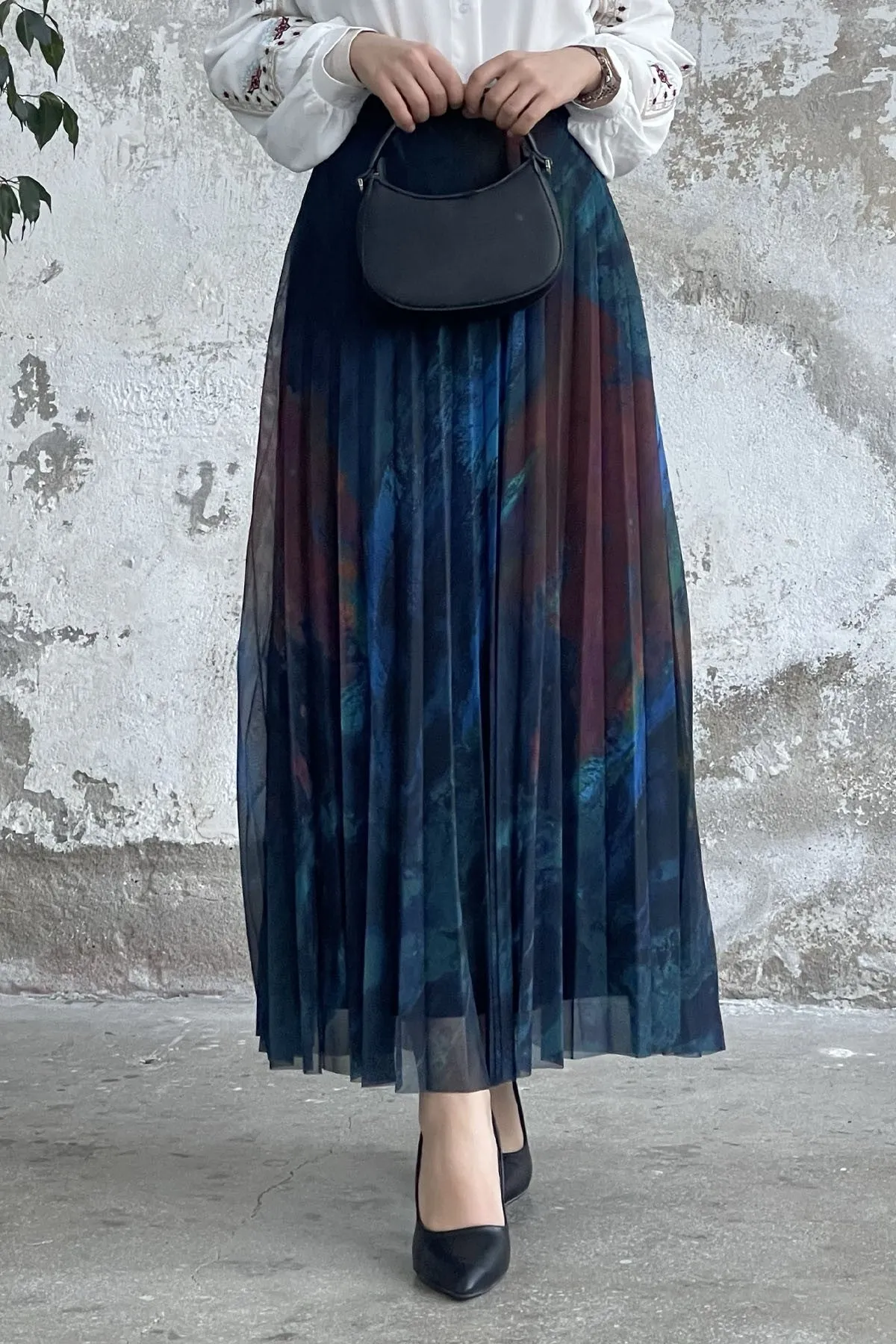 MDS Women Batik Pattern Lined Tulle Skirt - Cornflower Blue - Santa María Texmelucan