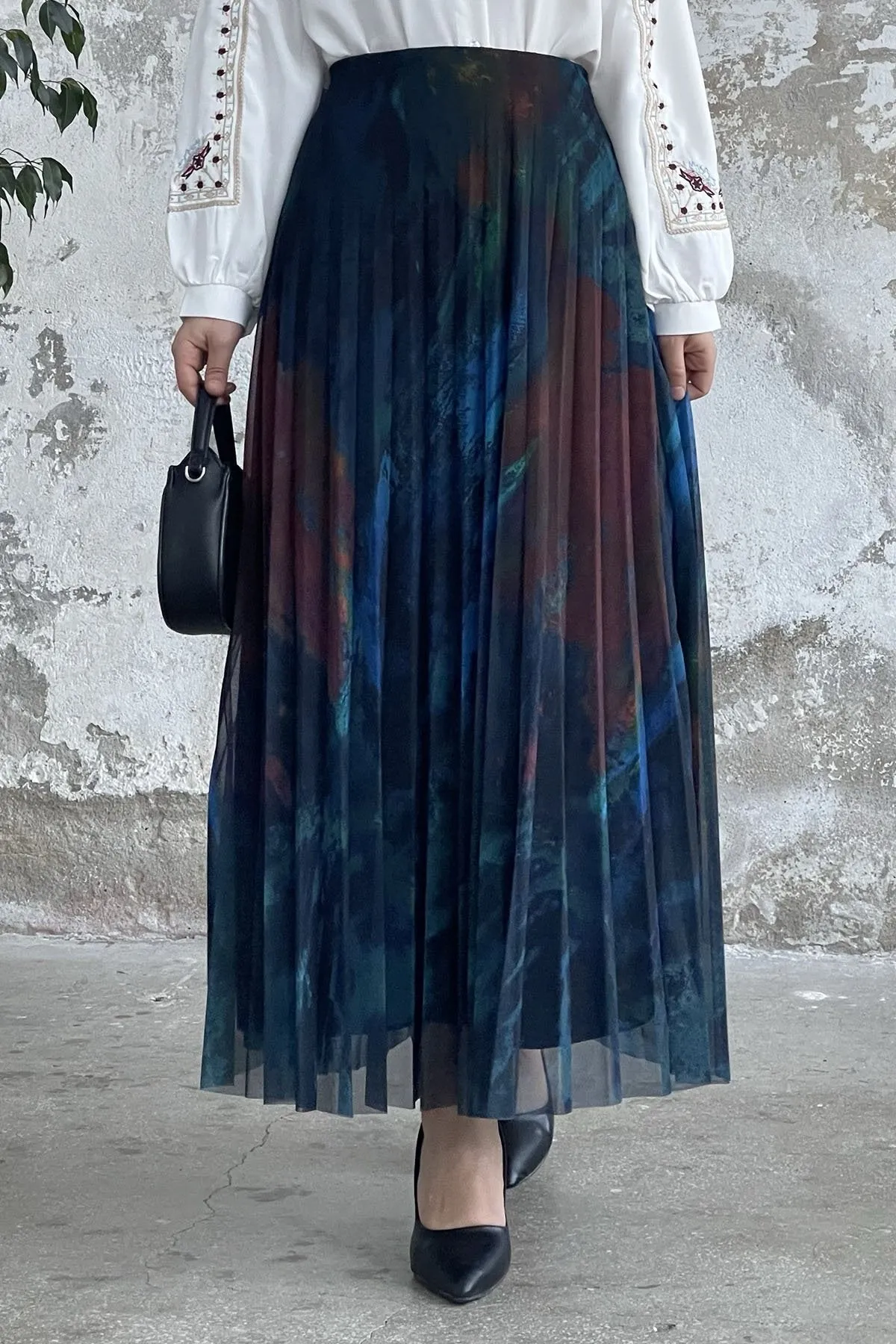 MDS Women Batik Pattern Lined Tulle Skirt - Cornflower Blue - Santa María Texmelucan