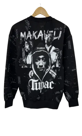 Men's Black Makaveli Graphic Long Sleeves Sweatshirt Regular Fit