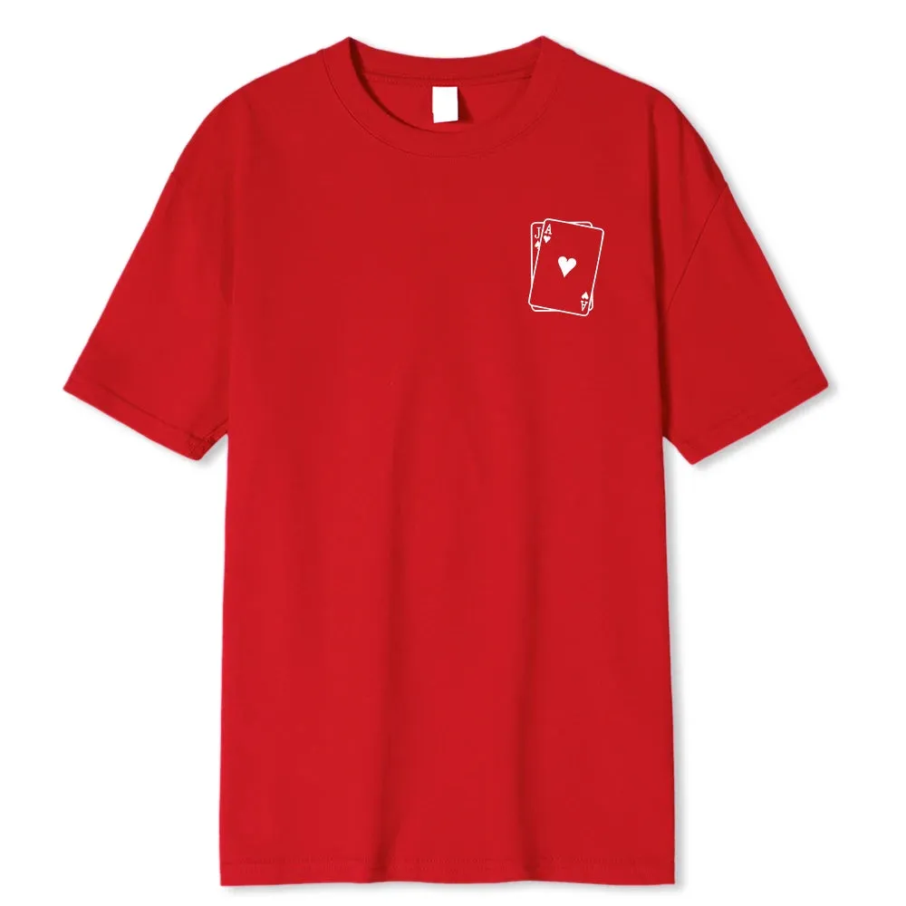 Men's Playing Card Spades A Print T Shirts-Oversize Fashion Short Sleeve Male Top