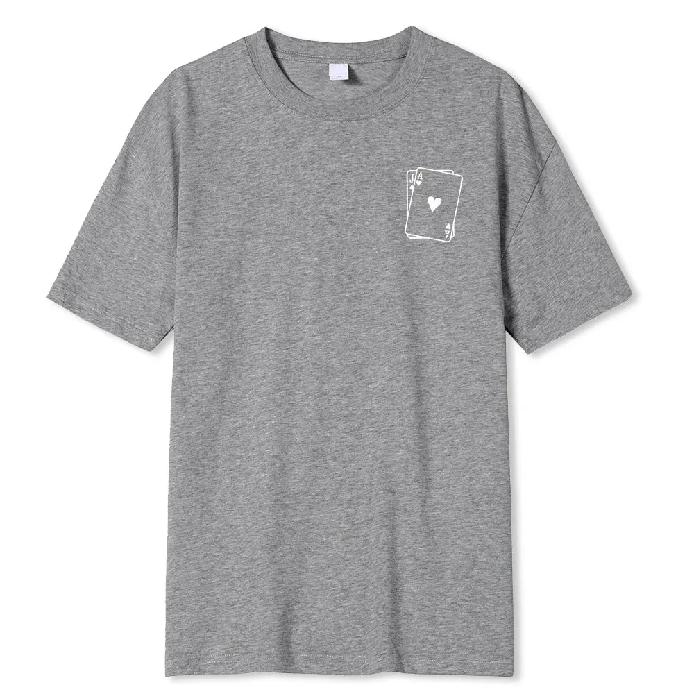 Men's Playing Card Spades A Print T Shirts-Oversize Fashion Short Sleeve Male Top