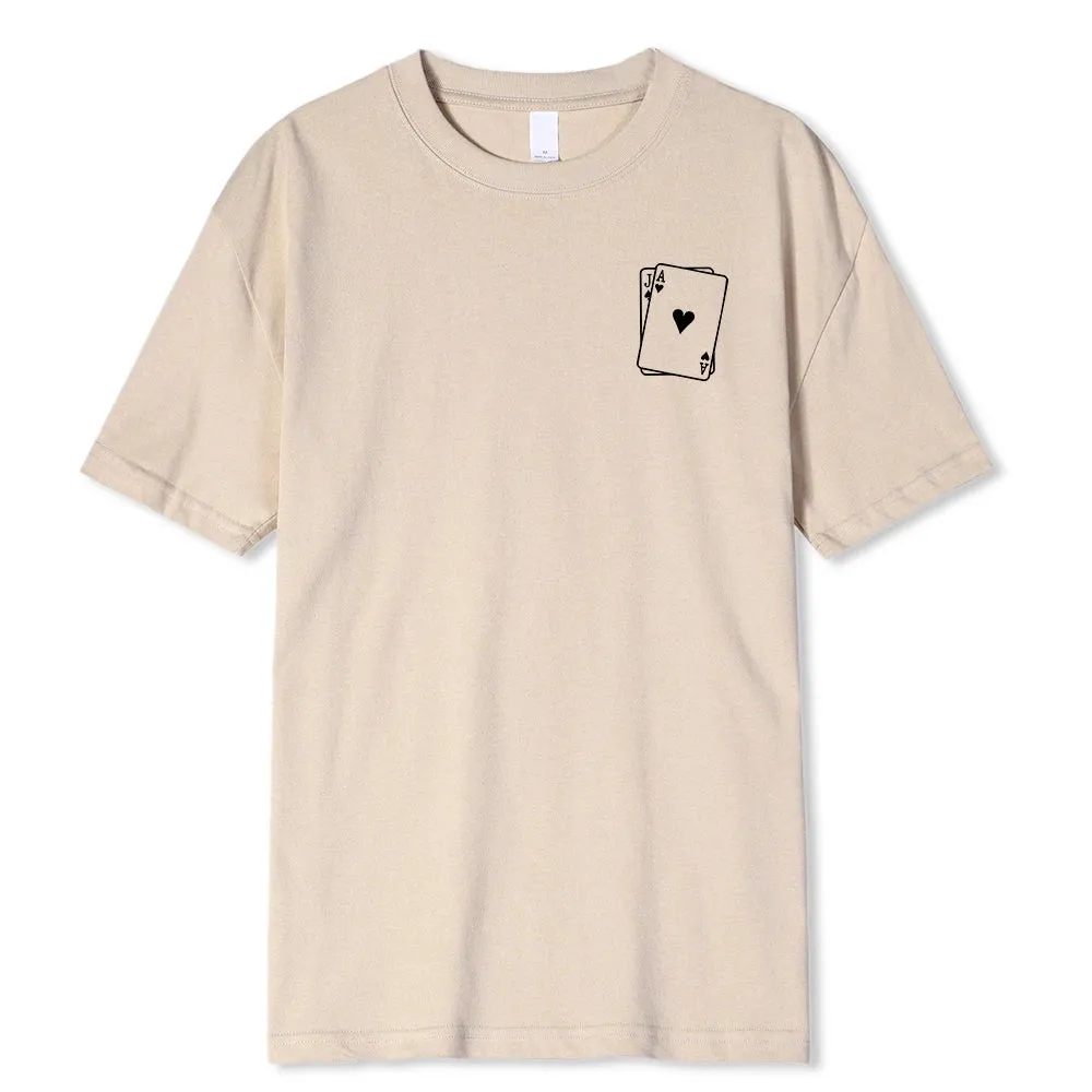 Men's Playing Card Spades A Print T Shirts-Oversize Fashion Short Sleeve Male Top