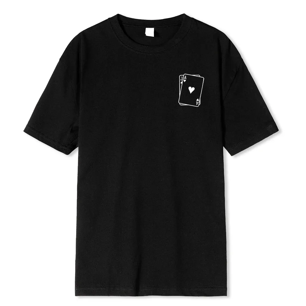 Men's Playing Card Spades A Print T Shirts-Oversize Fashion Short Sleeve Male Top