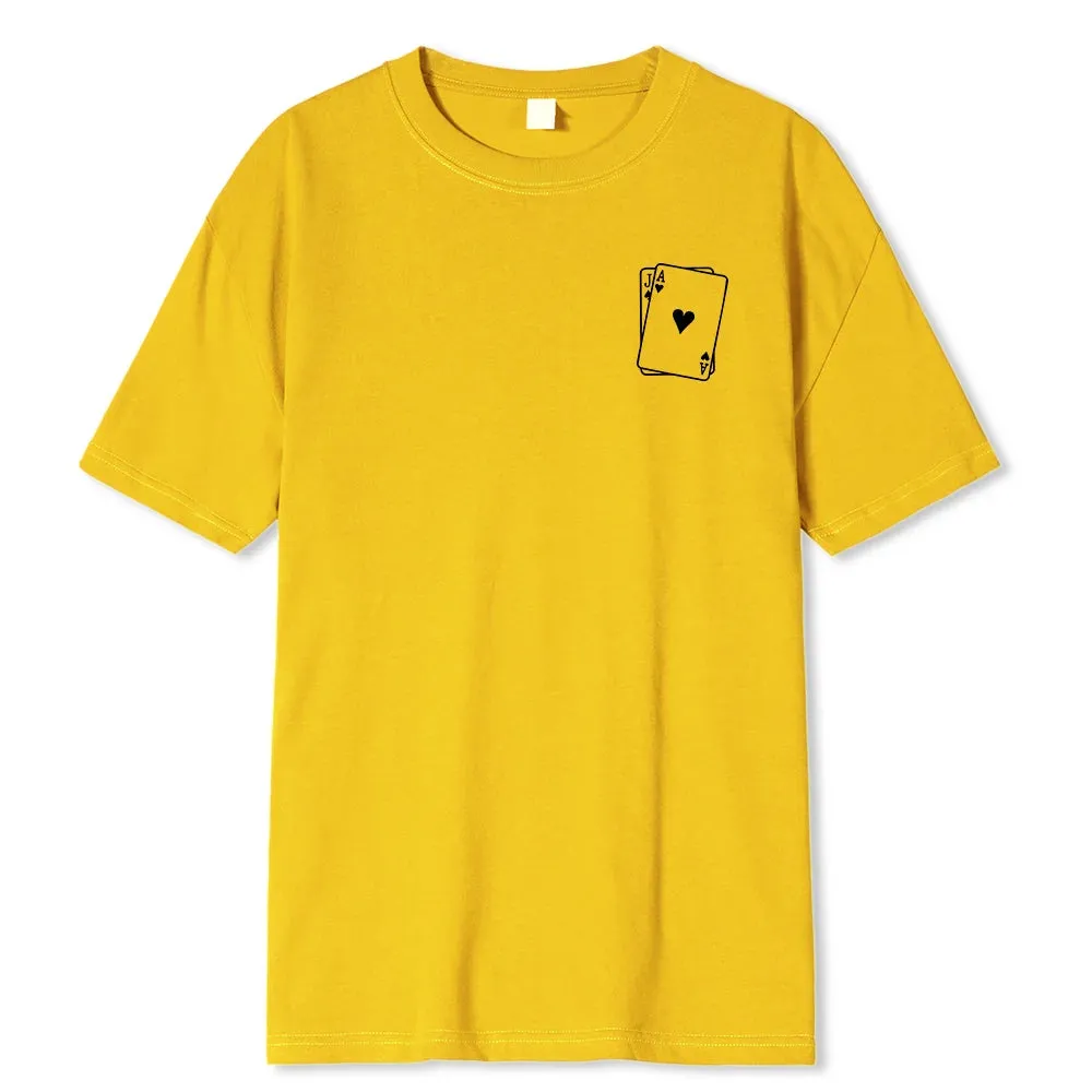 Men's Playing Card Spades A Print T Shirts-Oversize Fashion Short Sleeve Male Top