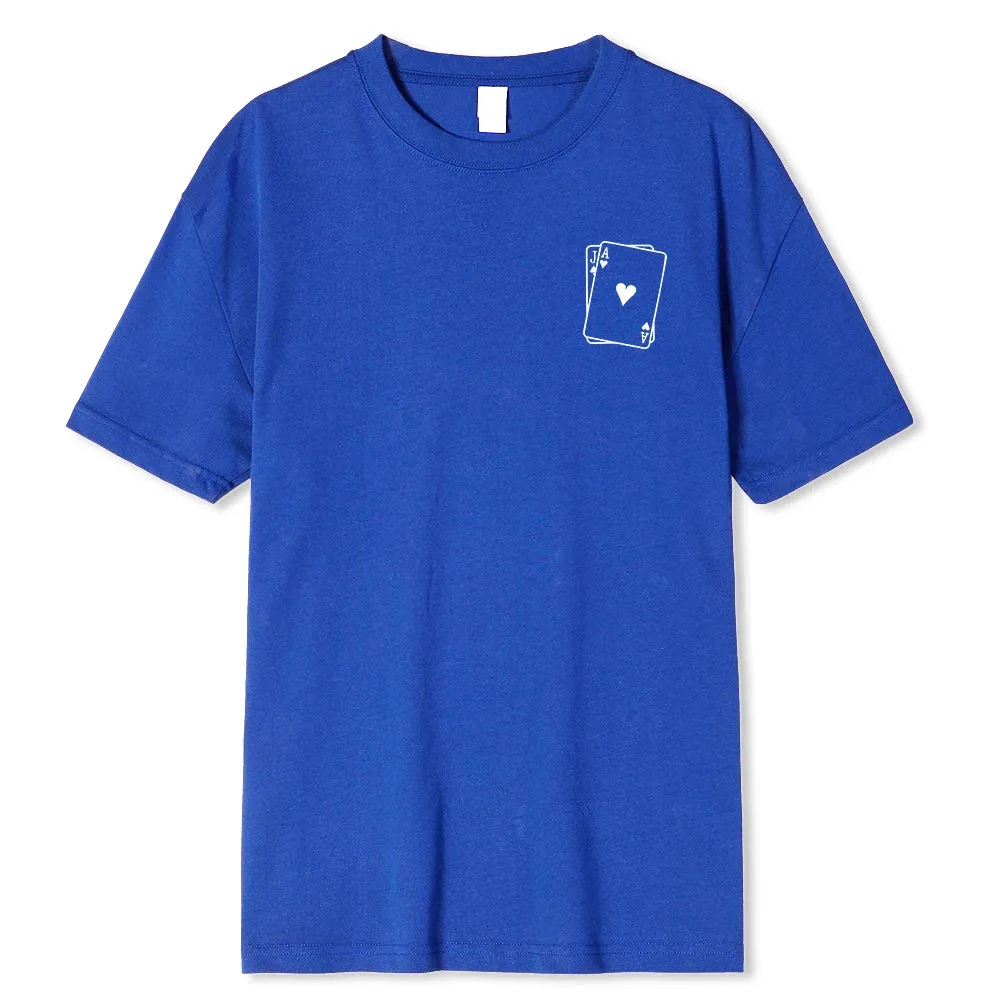 Men's Playing Card Spades A Print T Shirts-Oversize Fashion Short Sleeve Male Top