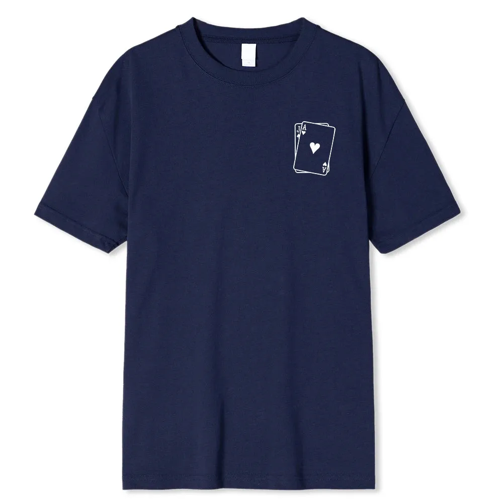 Men's Playing Card Spades A Print T Shirts-Oversize Fashion Short Sleeve Male Top