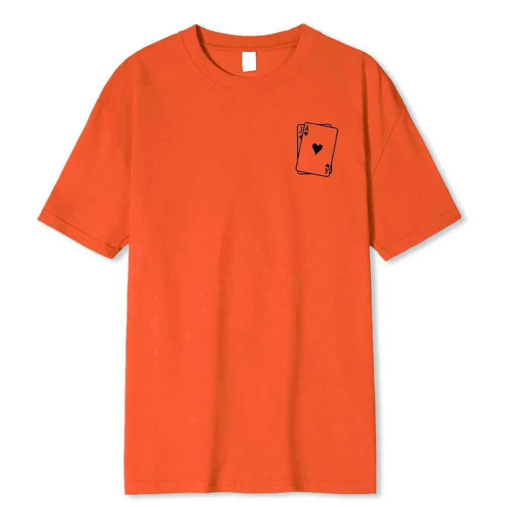 Men's Playing Card Spades A Print T Shirts-Oversize Fashion Short Sleeve Male Top
