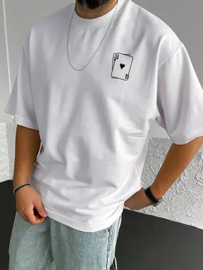 Men's Playing Card Spades A Print T Shirts-Oversize Fashion Short Sleeve Male Top