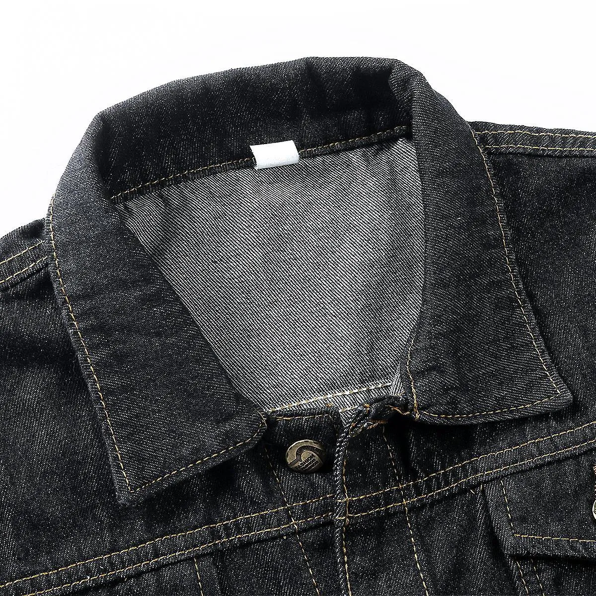 Men's Trendy Casual Denim Vest Ripped Sleeveless Embroidered Vest Black