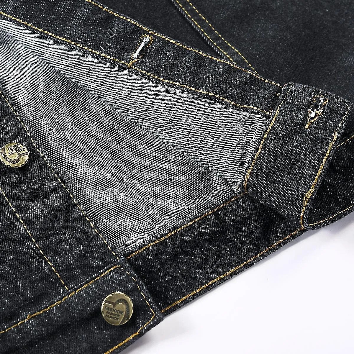 Men's Trendy Casual Denim Vest Ripped Sleeveless Embroidered Vest Black