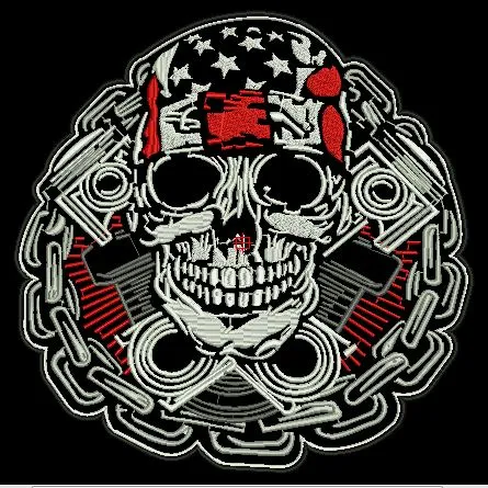 ML189062 Motorcycle Engine with US Flag Bandana Skull Carburetor 12x12