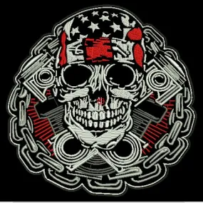 ML189062 Motorcycle Engine with US Flag Bandana Skull Carburetor 12x12