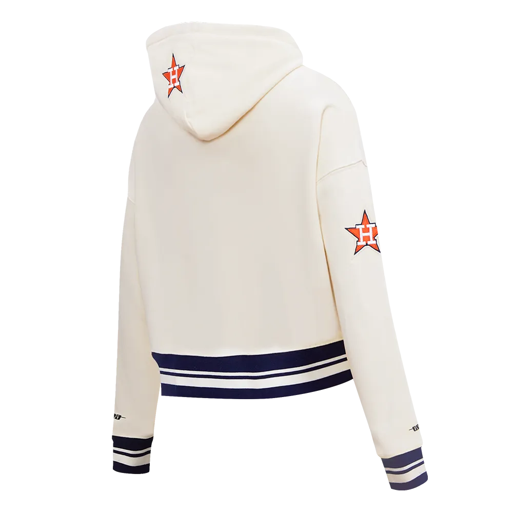 MLB HOUSTON ASTROS RETRO CLASSIC WOMEN'S CROPPED PO HOODIE (EGGSHELL/ MIDNIGHT NAVY)