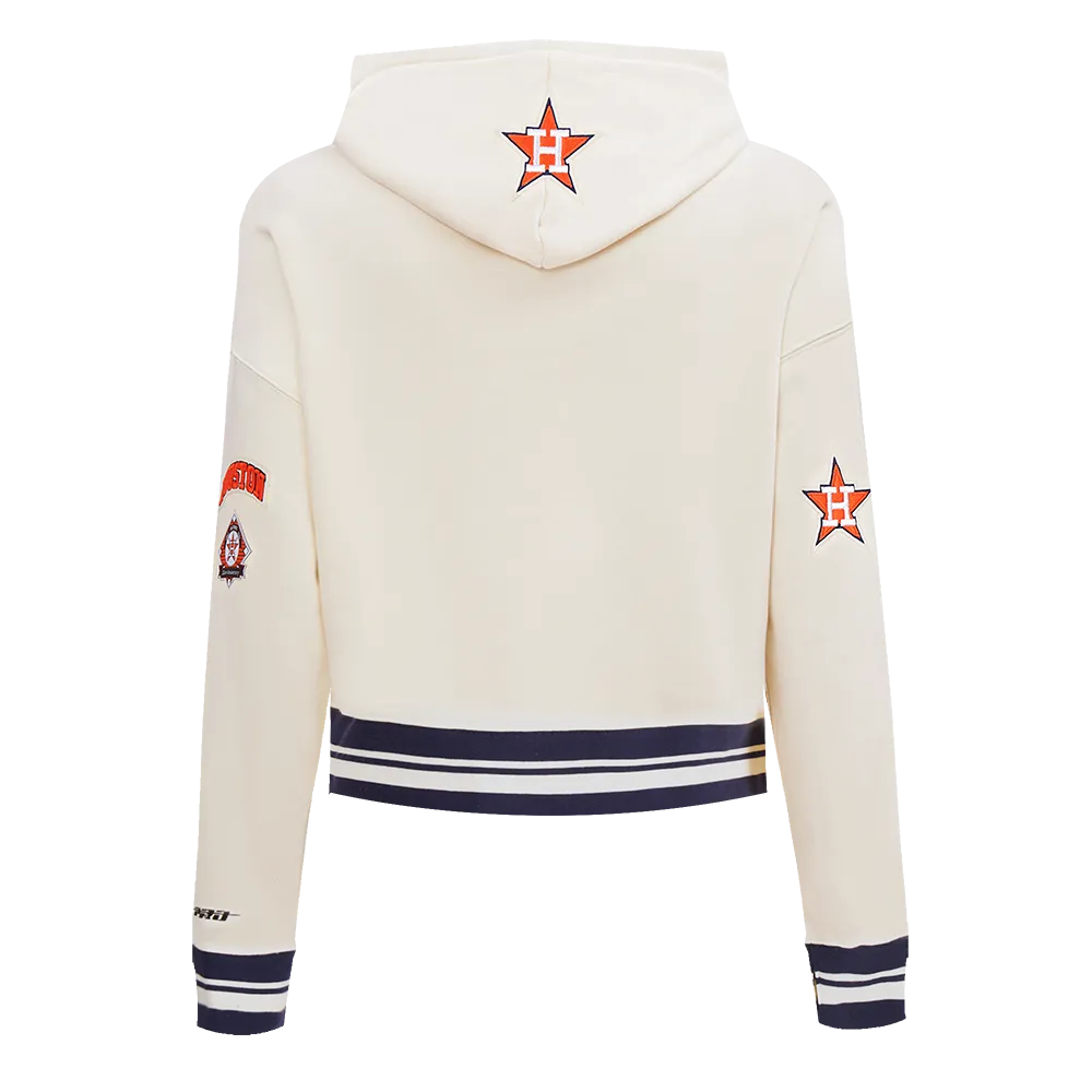 MLB HOUSTON ASTROS RETRO CLASSIC WOMEN'S CROPPED PO HOODIE (EGGSHELL/ MIDNIGHT NAVY)