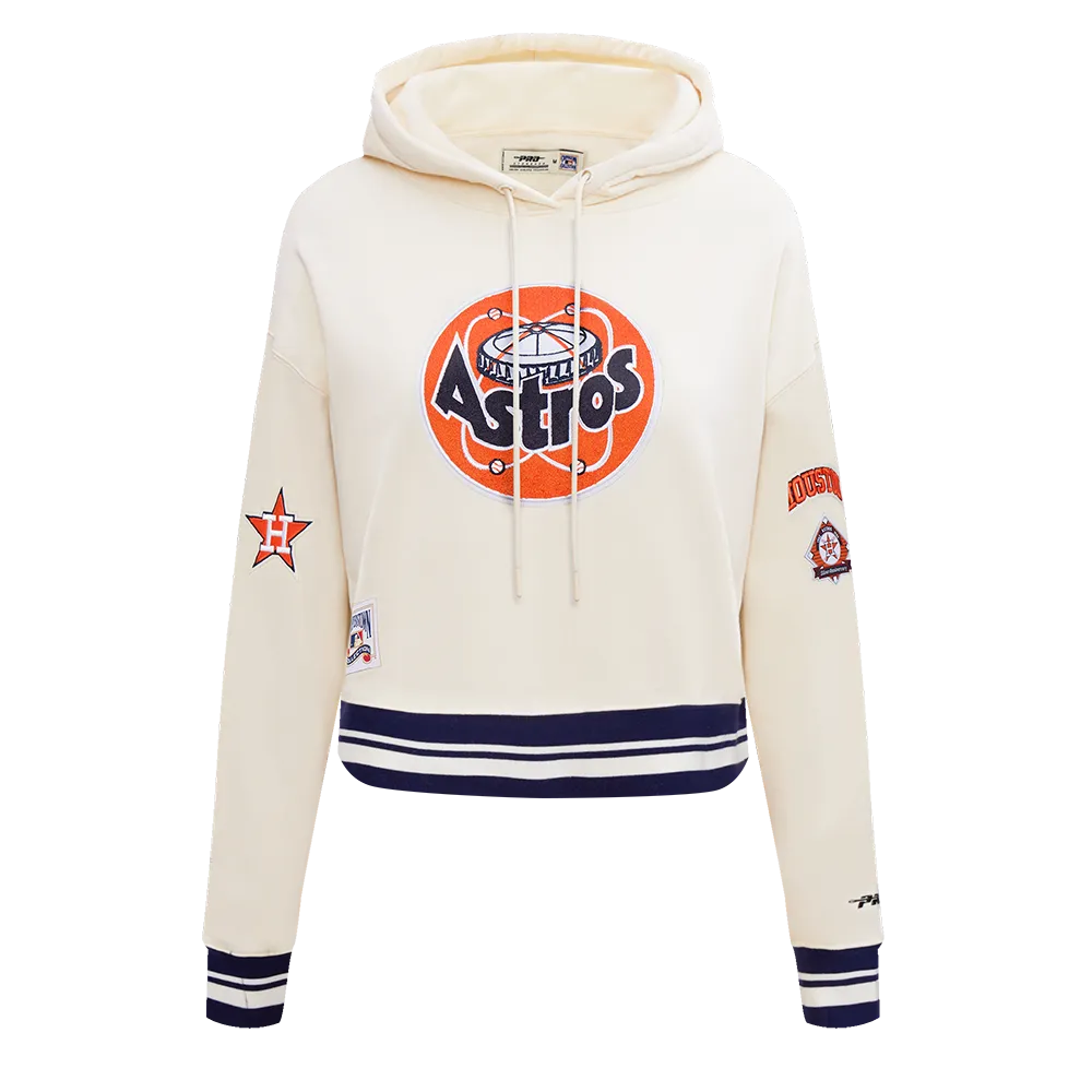 MLB HOUSTON ASTROS RETRO CLASSIC WOMEN'S CROPPED PO HOODIE (EGGSHELL/ MIDNIGHT NAVY)