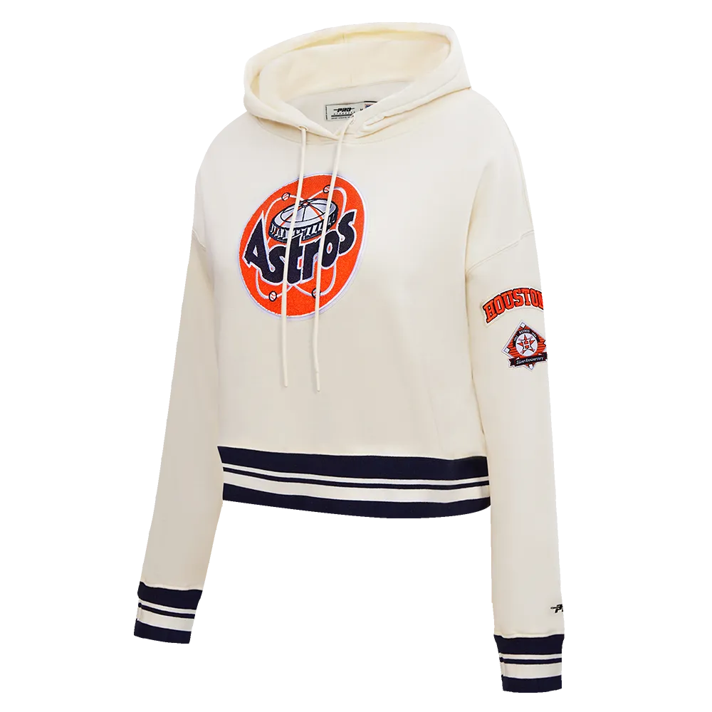 MLB HOUSTON ASTROS RETRO CLASSIC WOMEN'S CROPPED PO HOODIE (EGGSHELL/ MIDNIGHT NAVY)