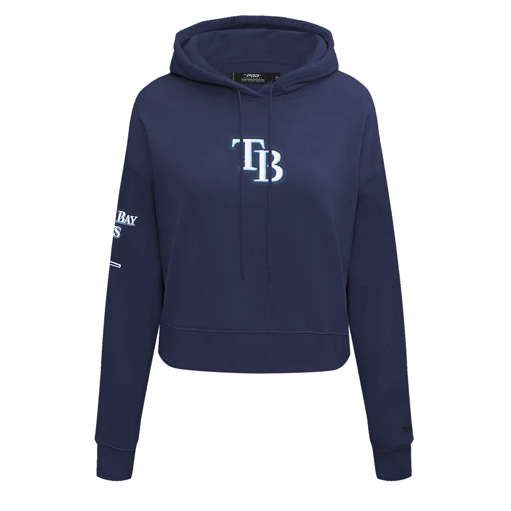 MLB TAMPA BAY RAYS CLASSIC WOMEN'S FLC CROPPED PO HOODIE (UNIVERSITY BLUE)