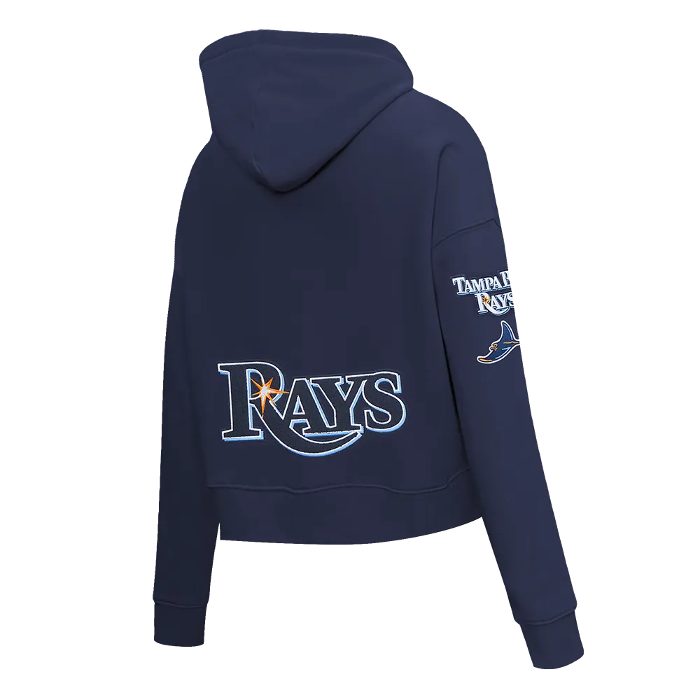 MLB TAMPA BAY RAYS CLASSIC WOMEN'S FLC CROPPED PO HOODIE (UNIVERSITY BLUE)
