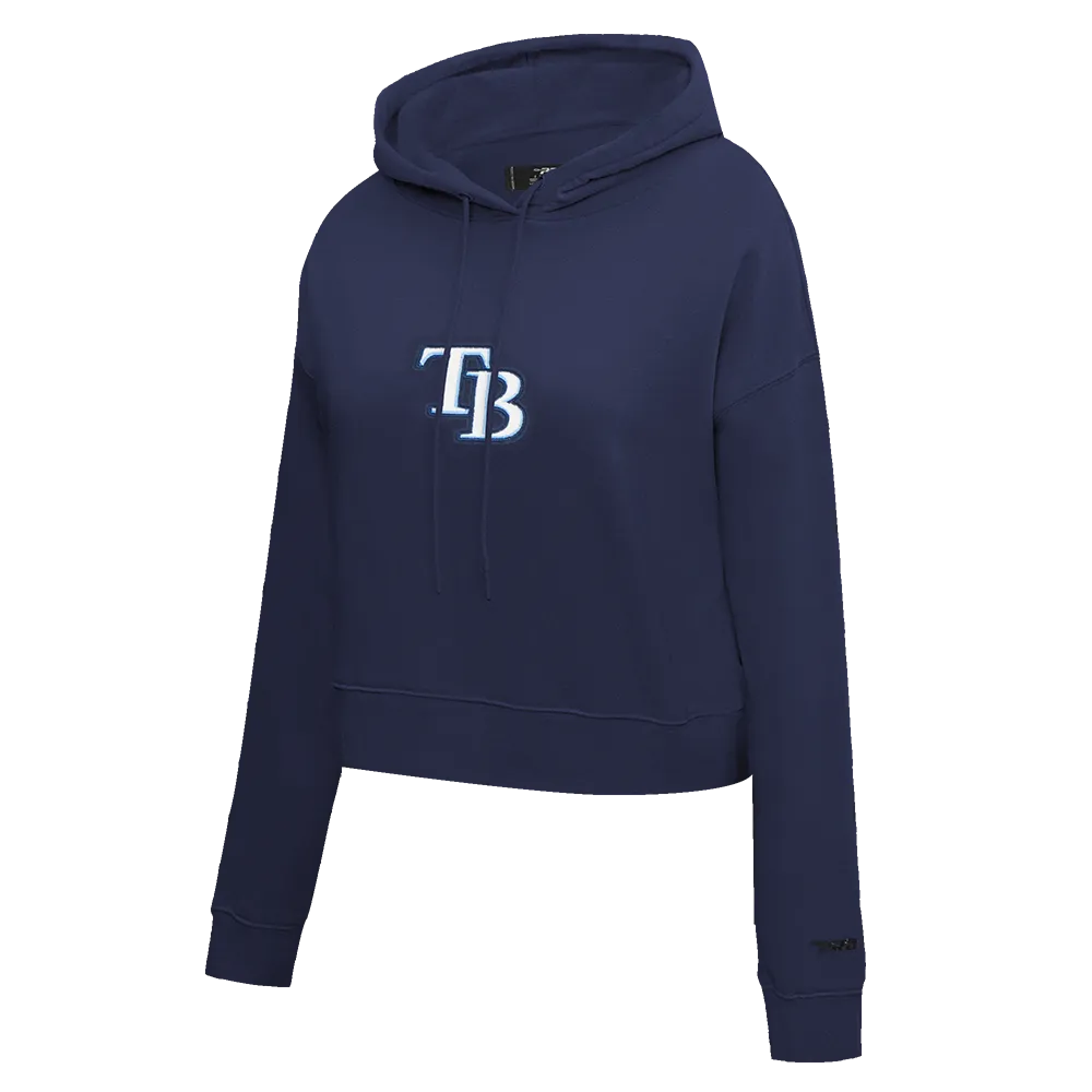 MLB TAMPA BAY RAYS CLASSIC WOMEN'S FLC CROPPED PO HOODIE (UNIVERSITY BLUE)