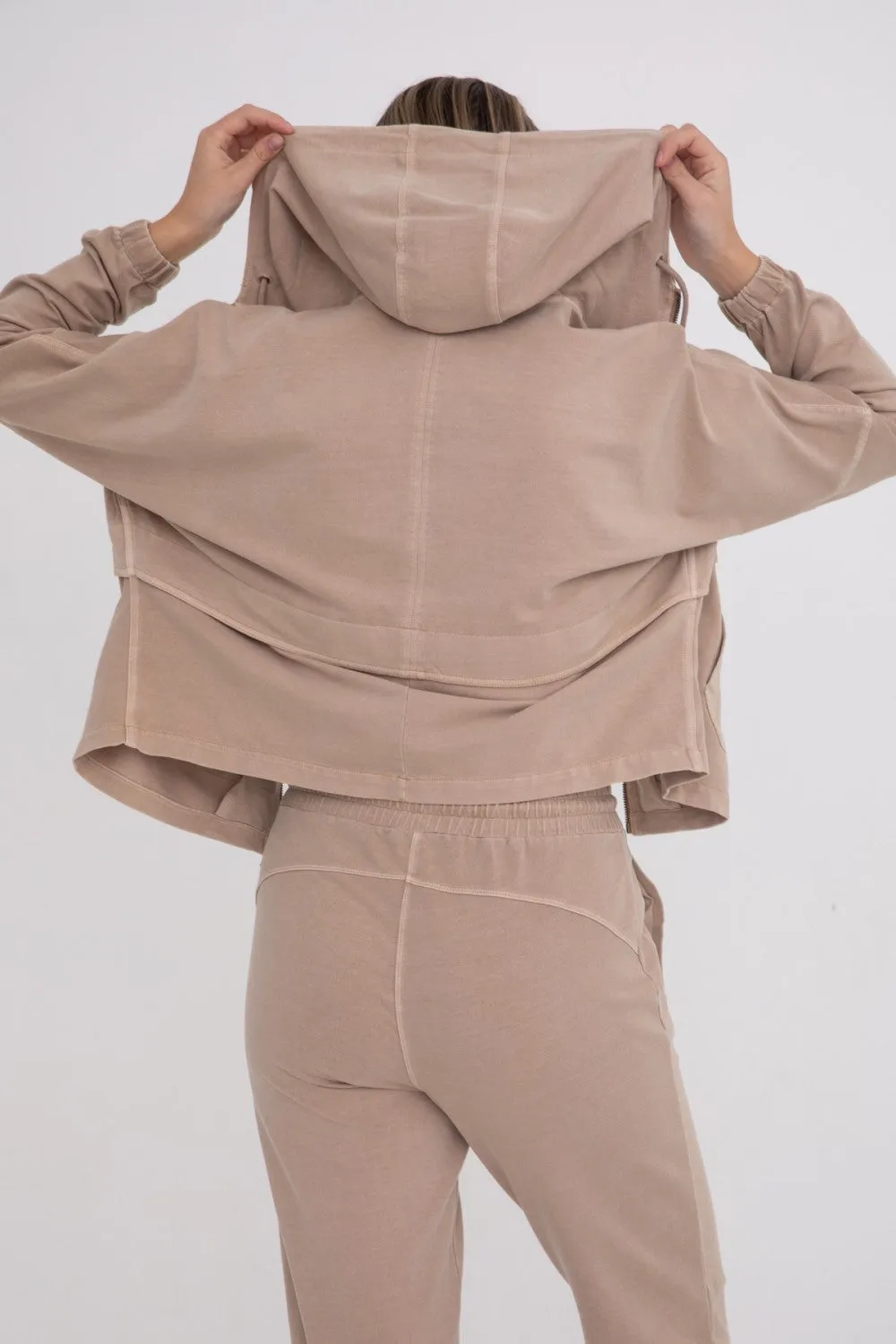 Mono B Utility Style Denim Jacket - Taupe