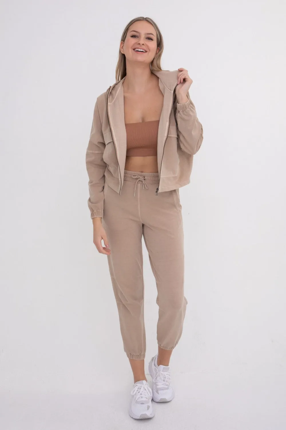 Mono B Utility Style Denim Jacket - Taupe
