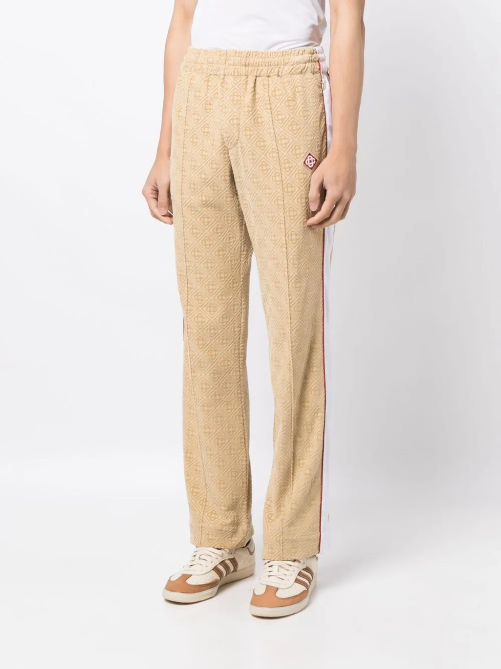 monogram-jacquard velour track pants