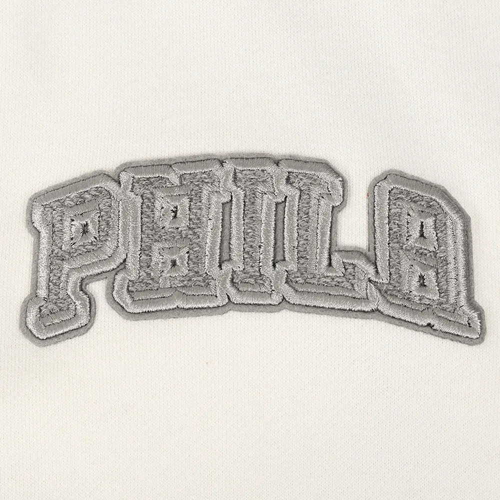 NBA PHILADELPHIA 76ERS REVERSE FRENCH TERRY MEN'S CB FLC PO HOODIE (BLACK/GRAY/EGGSHELL)