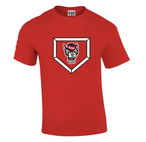 NC State Wolfpack Youth Red Wolfhead Homeplate Short Sleeve T-Shirt