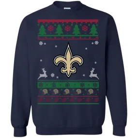 New Orleans Saints Logo Football Teams Ugly Christmas Sweater Unisex Crewneck Pullover Sweatshirt