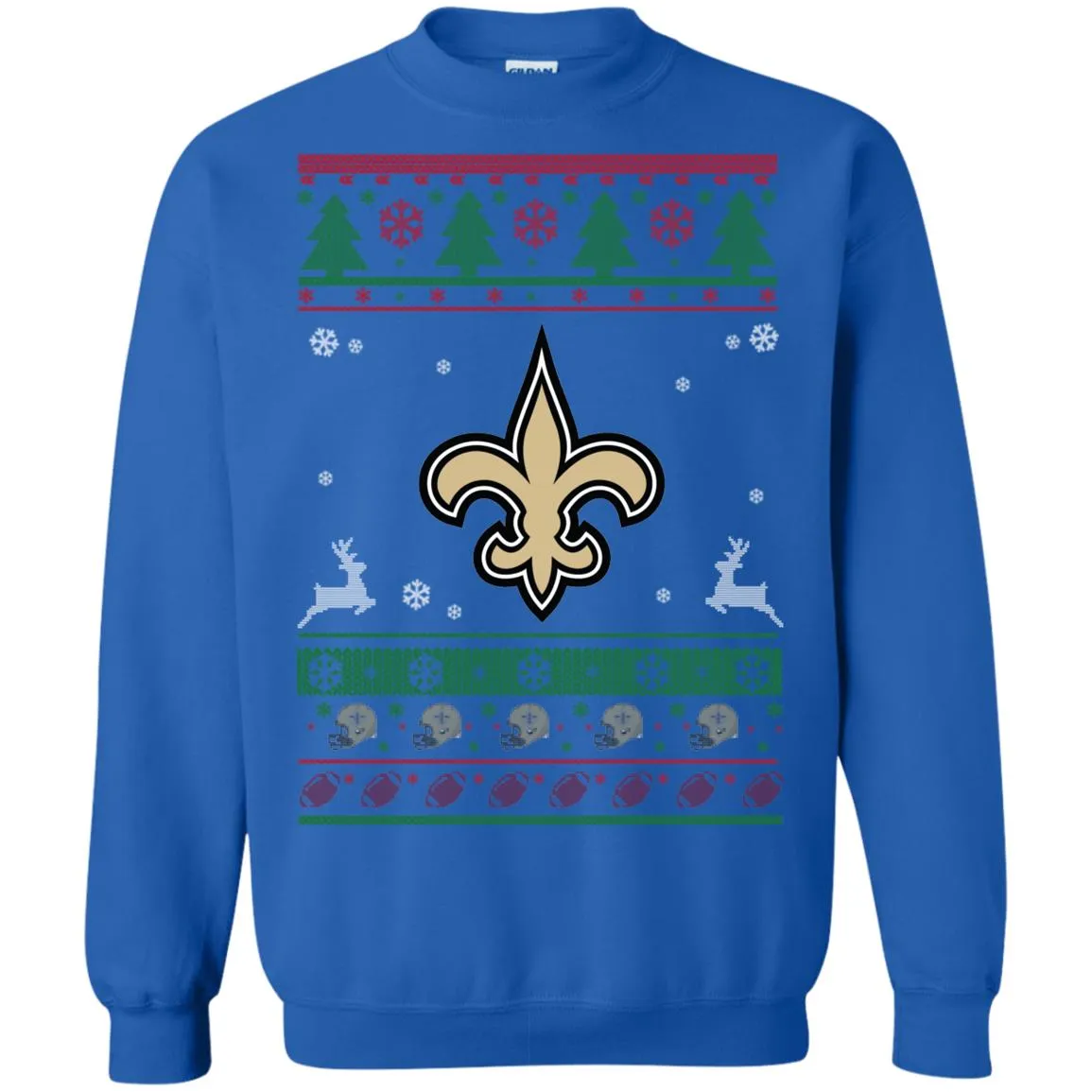 New Orleans Saints Logo Football Teams Ugly Christmas Sweater Unisex Crewneck Pullover Sweatshirt