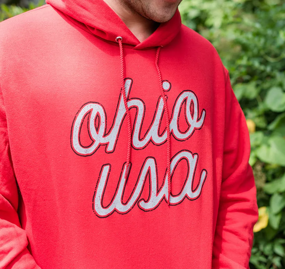 OHIO U.S.A. SCRIPT PULLOVER HOODIE / RED