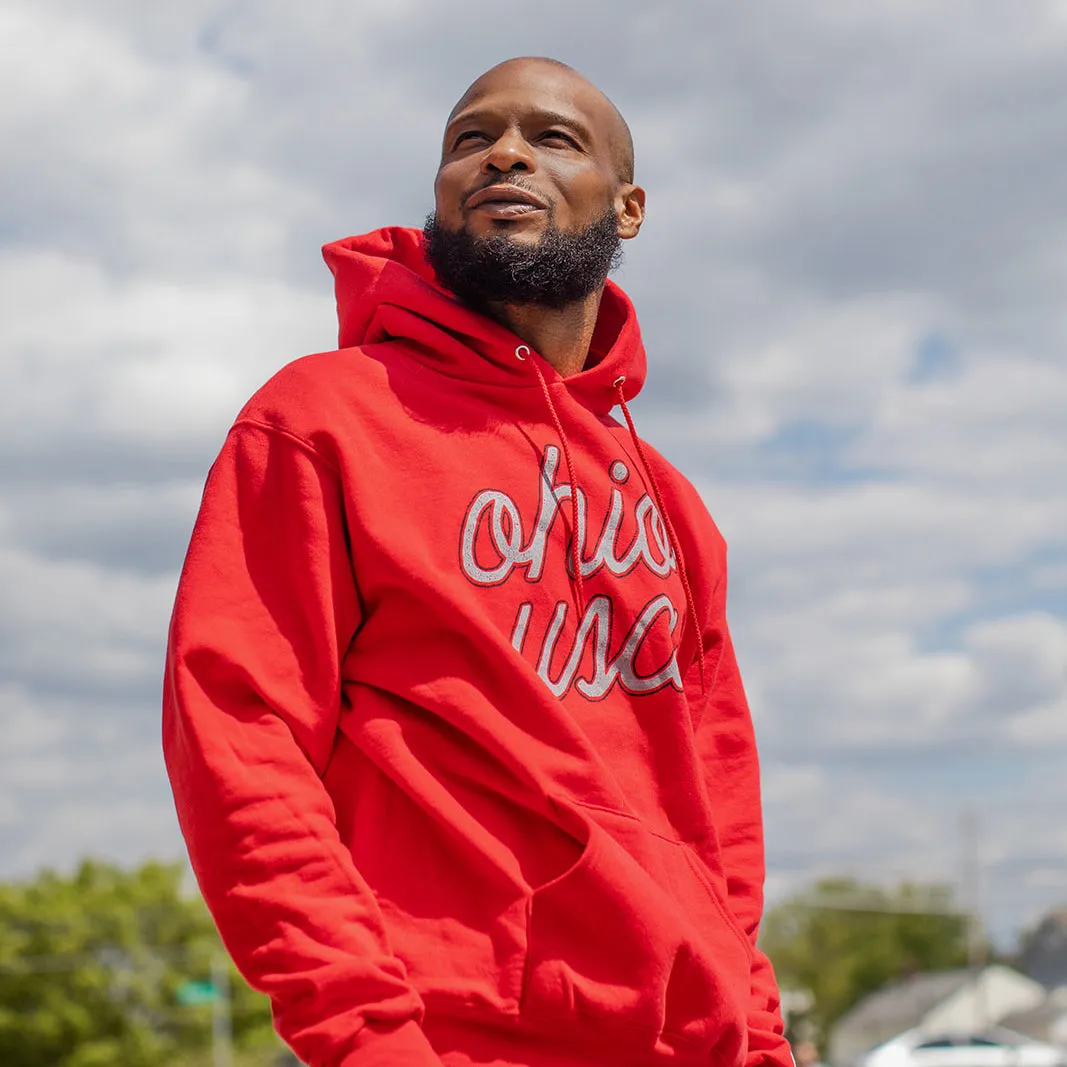 OHIO U.S.A. SCRIPT PULLOVER HOODIE / RED