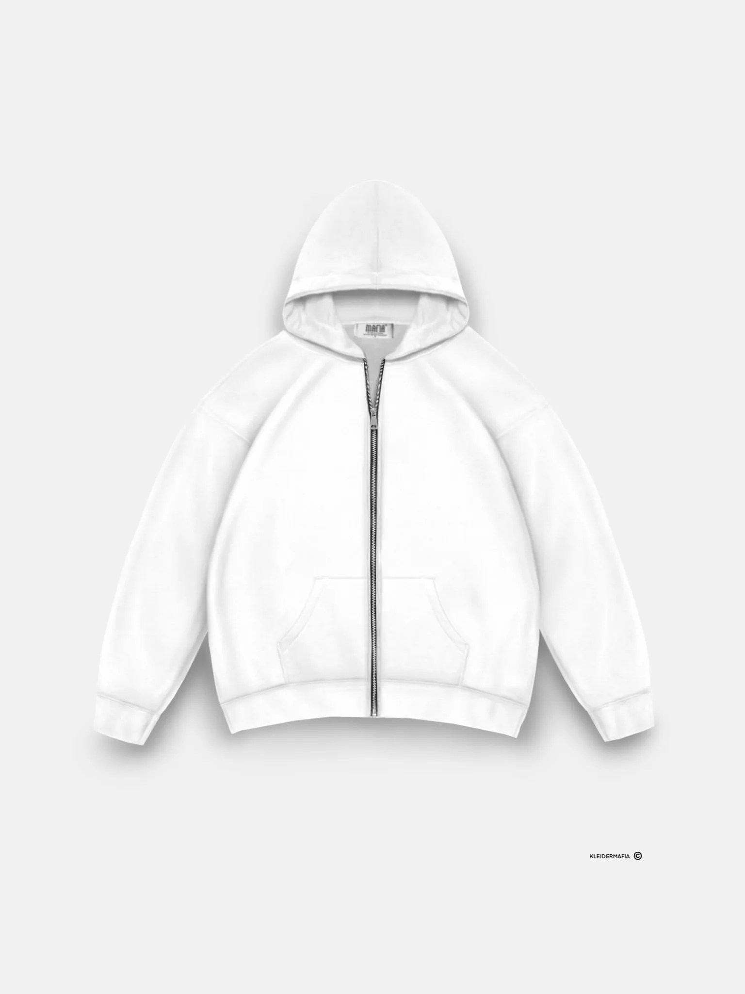 Oversize Basic Zipper Hoodie - White
