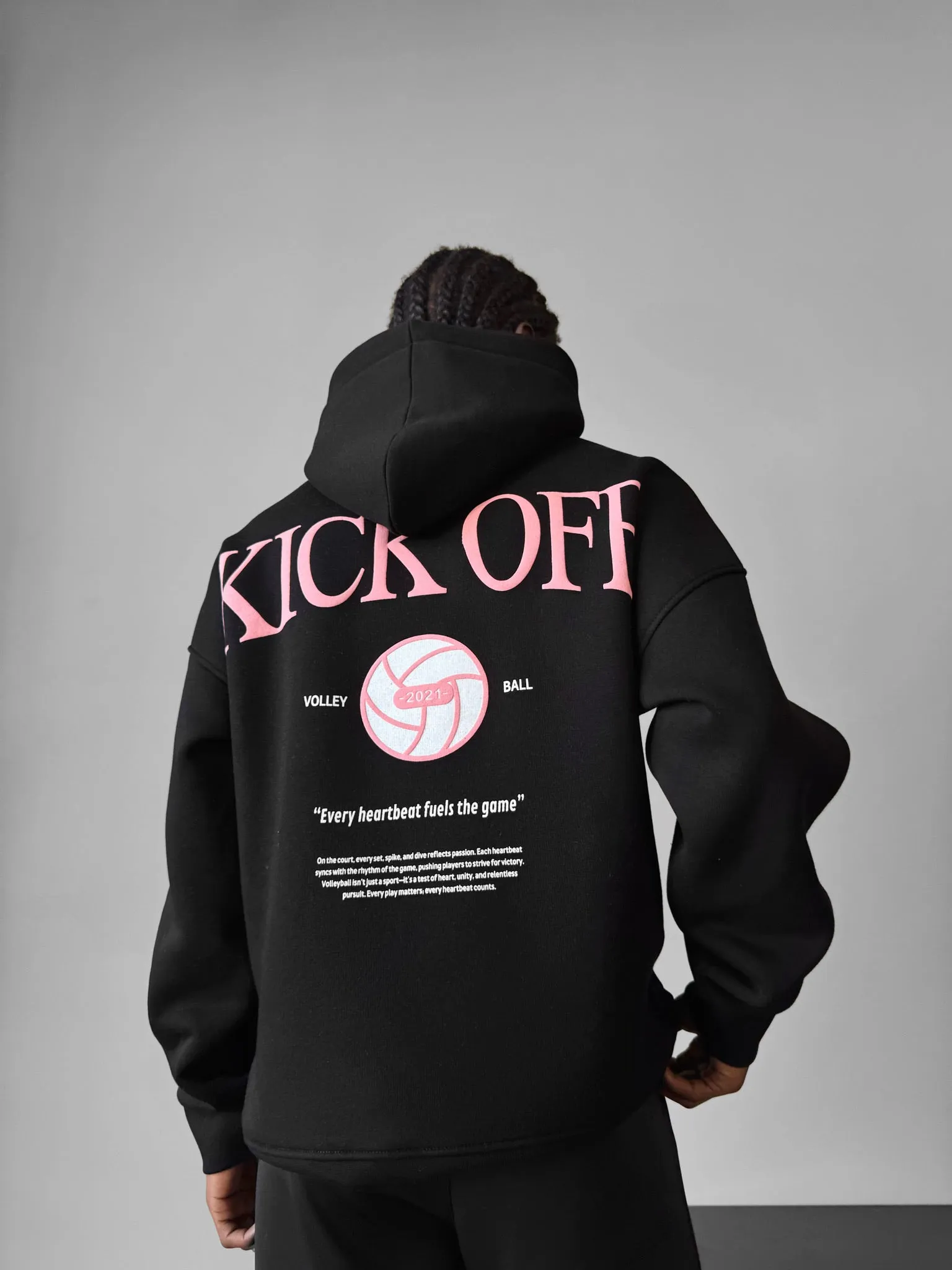 Oversize "KICK OFF" Hoodie - Black