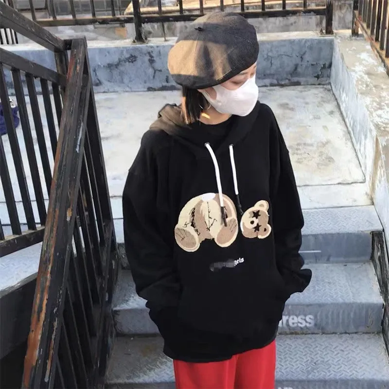 Palm Angels Hoodie Broken Bear Embroidered Hoodie Men 'S And Women 'S Coat