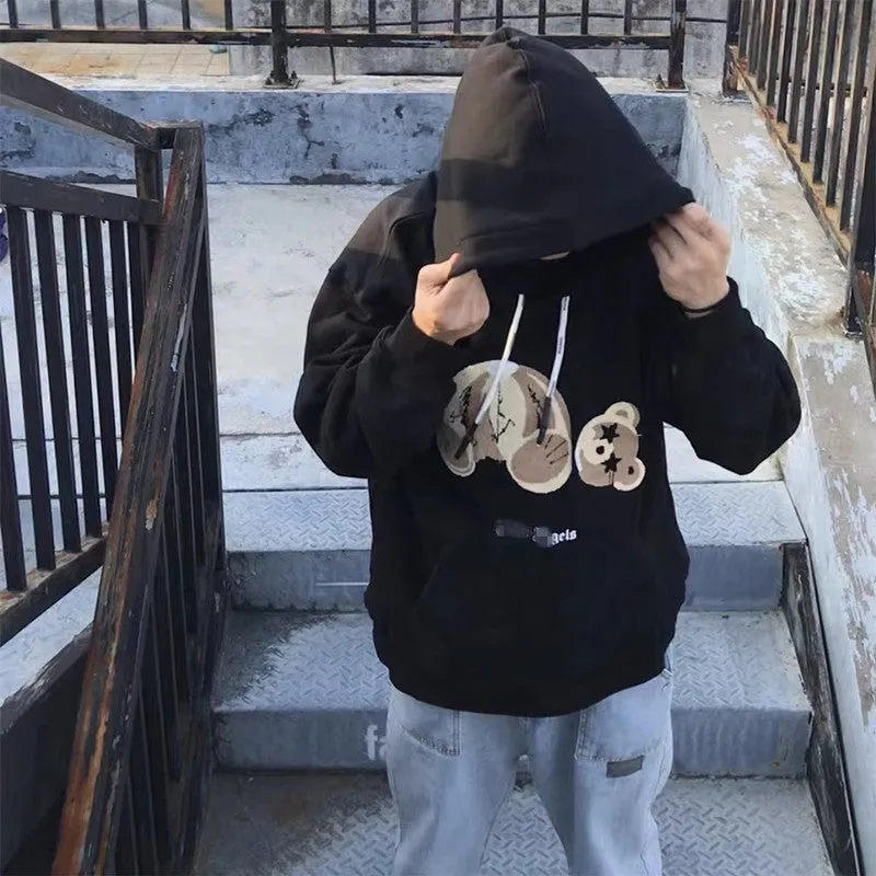 Palm Angels Hoodie Broken Bear Embroidered Hoodie Men 'S And Women 'S Coat