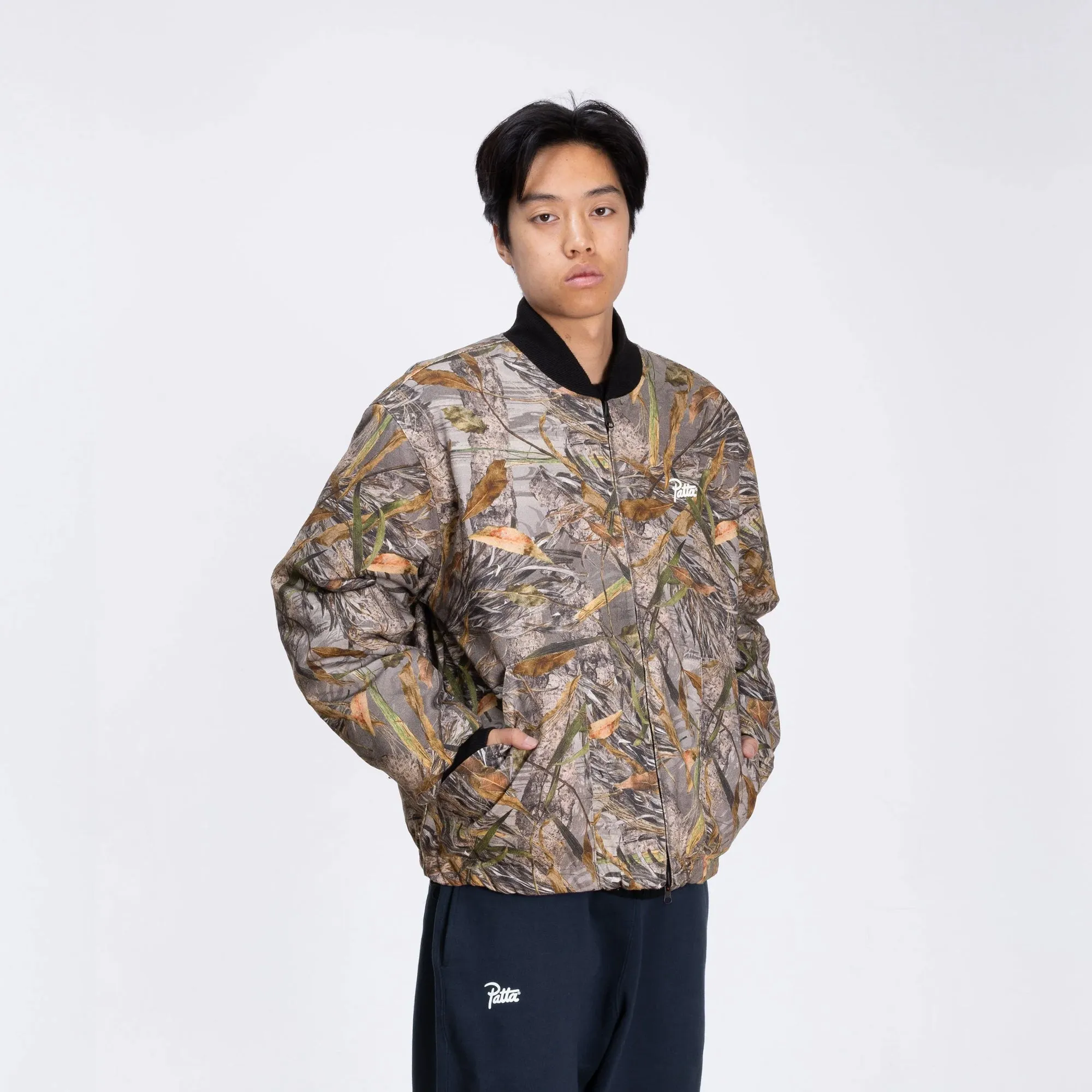 Patta Mens Natural Print Reversible Canvas Bomber Jacket