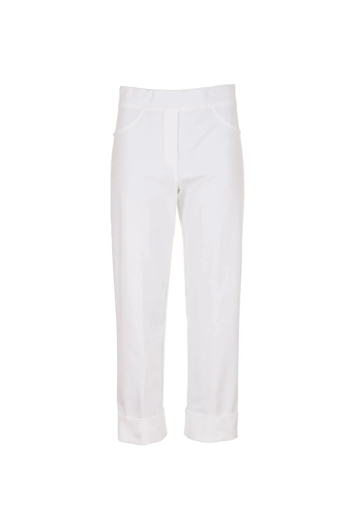 Peruzzi Cotton Turn Up Trousers-White