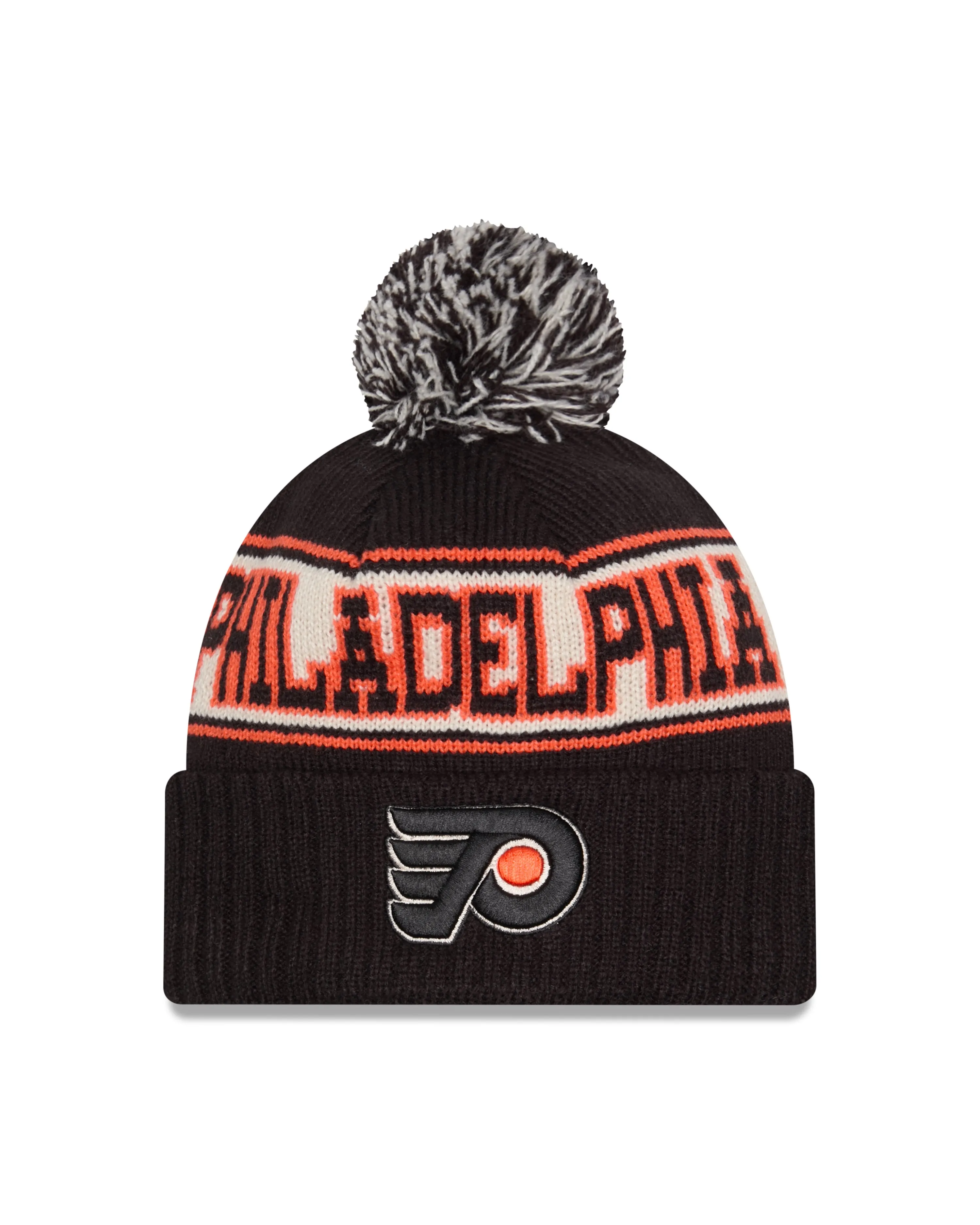 Philadelphia Flyers NHL New Era Men's Black Retro Knit Pom Hat