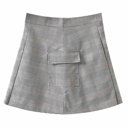 Plaid Pleated Short Skirt
