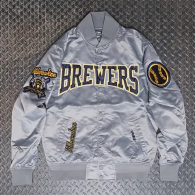 Pro Standard Milwaukee Brewers Crest Emblem Satin Jacket