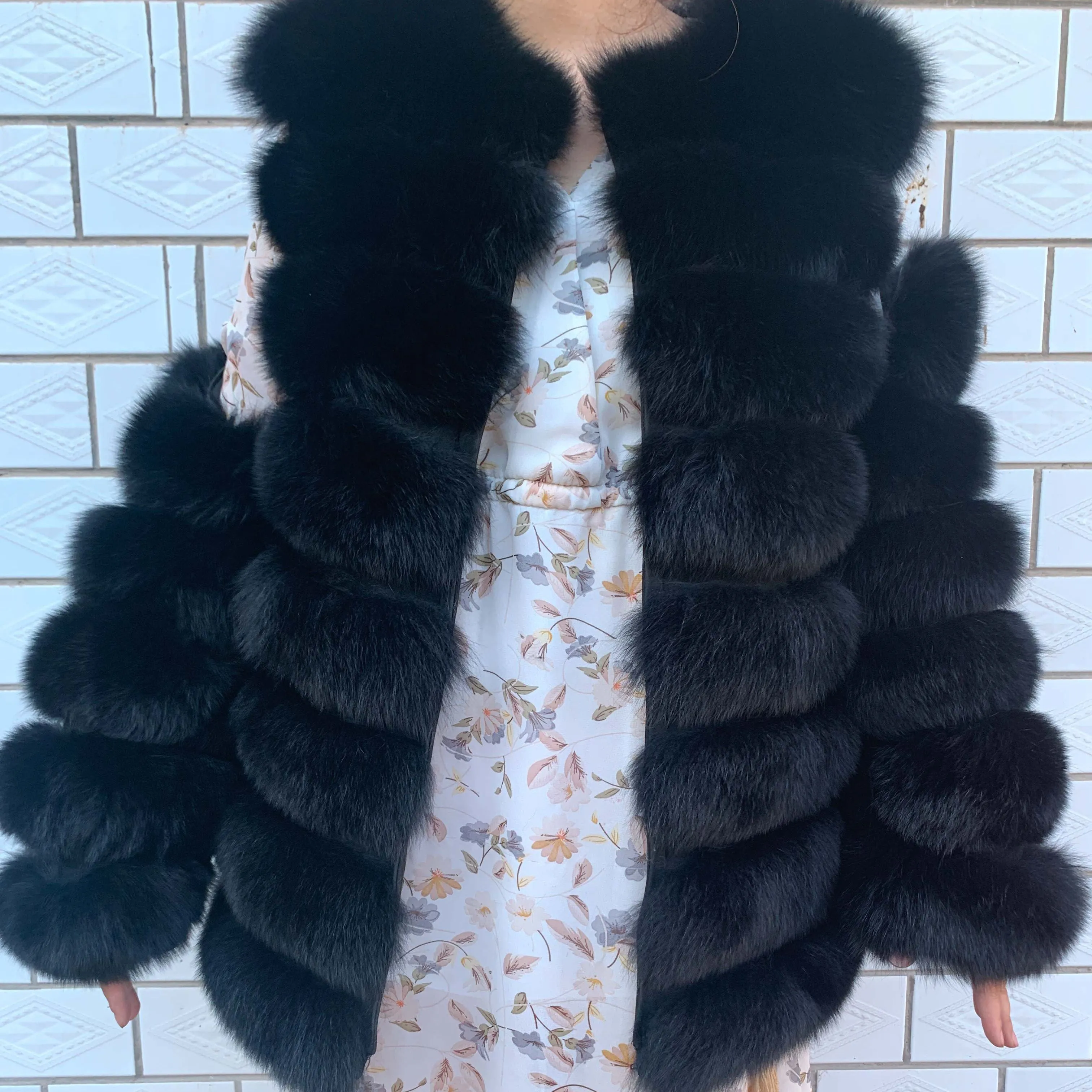 real fur coat 100% natural fur jacket winter warm leather fox fur coat