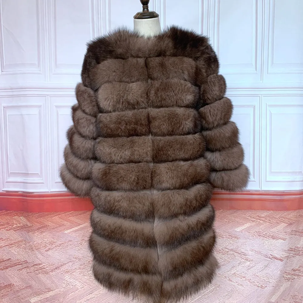 real fur coat 100% natural fur jacket winter warm leather fox fur coat