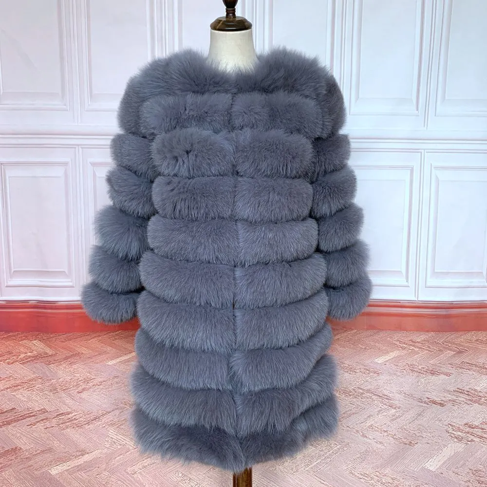 real fur coat 100% natural fur jacket winter warm leather fox fur coat
