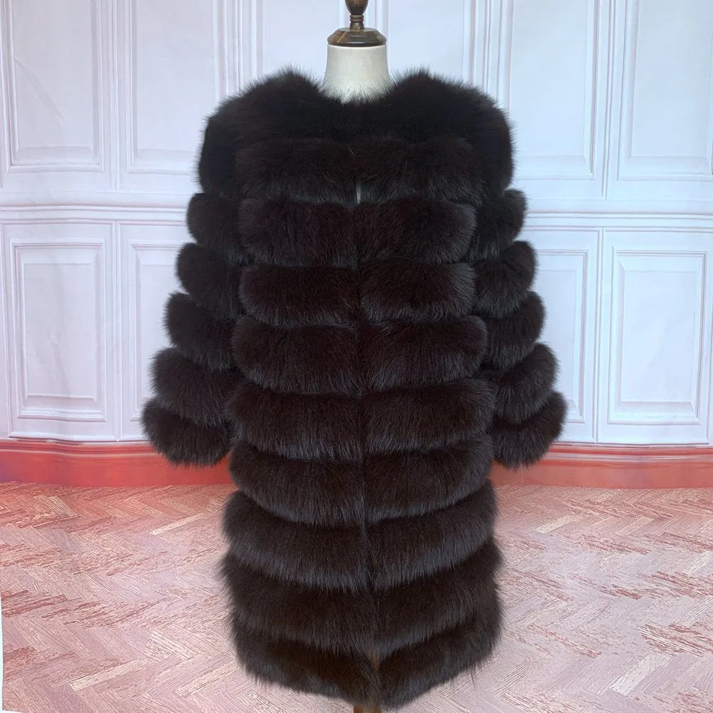 real fur coat 100% natural fur jacket winter warm leather fox fur coat