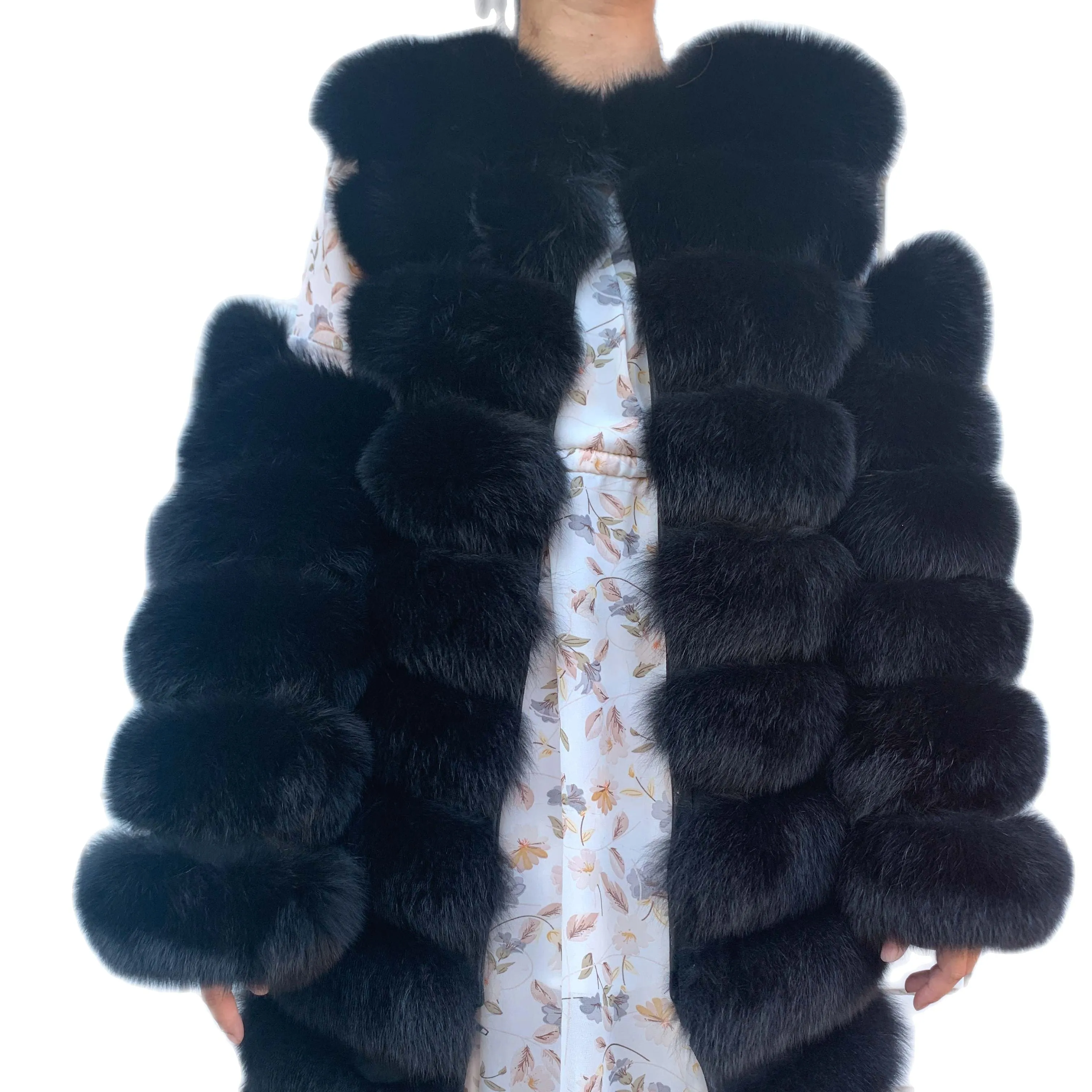 real fur coat 100% natural fur jacket winter warm leather fox fur coat