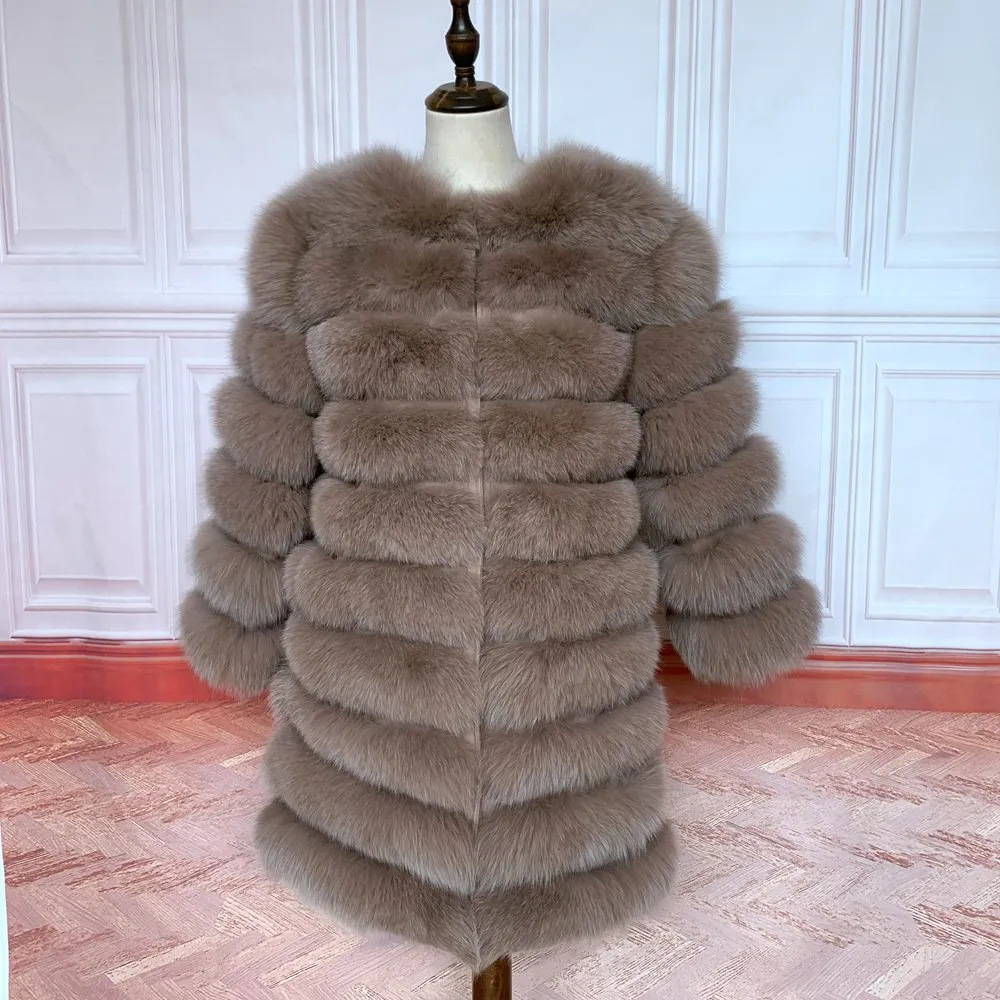 real fur coat 100% natural fur jacket winter warm leather fox fur coat