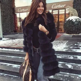 real fur coat 100% natural fur jacket winter warm leather fox fur coat