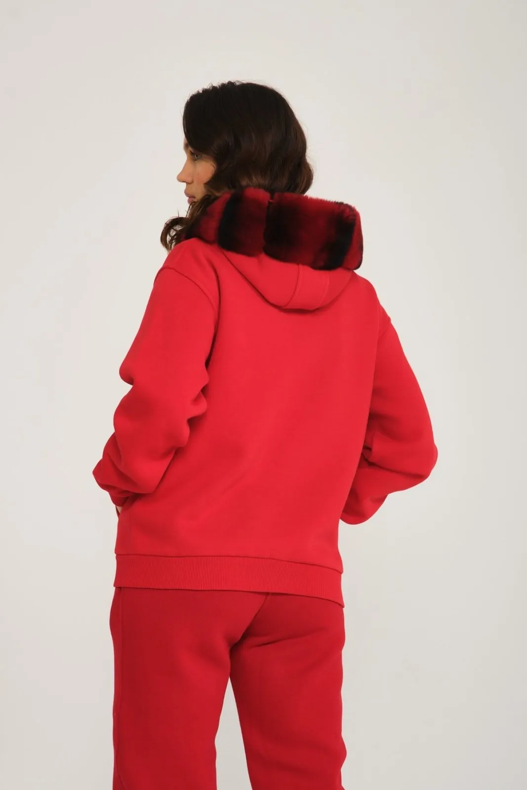 Red Rex Fur Hoodie