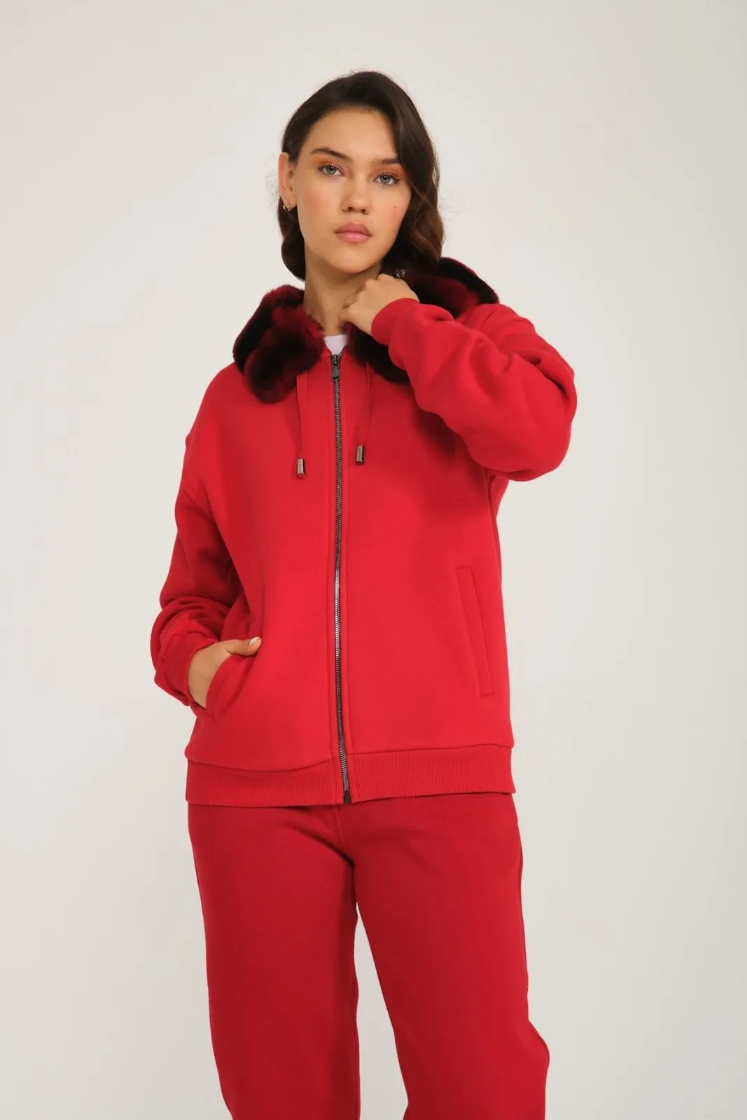 Red Rex Fur Hoodie